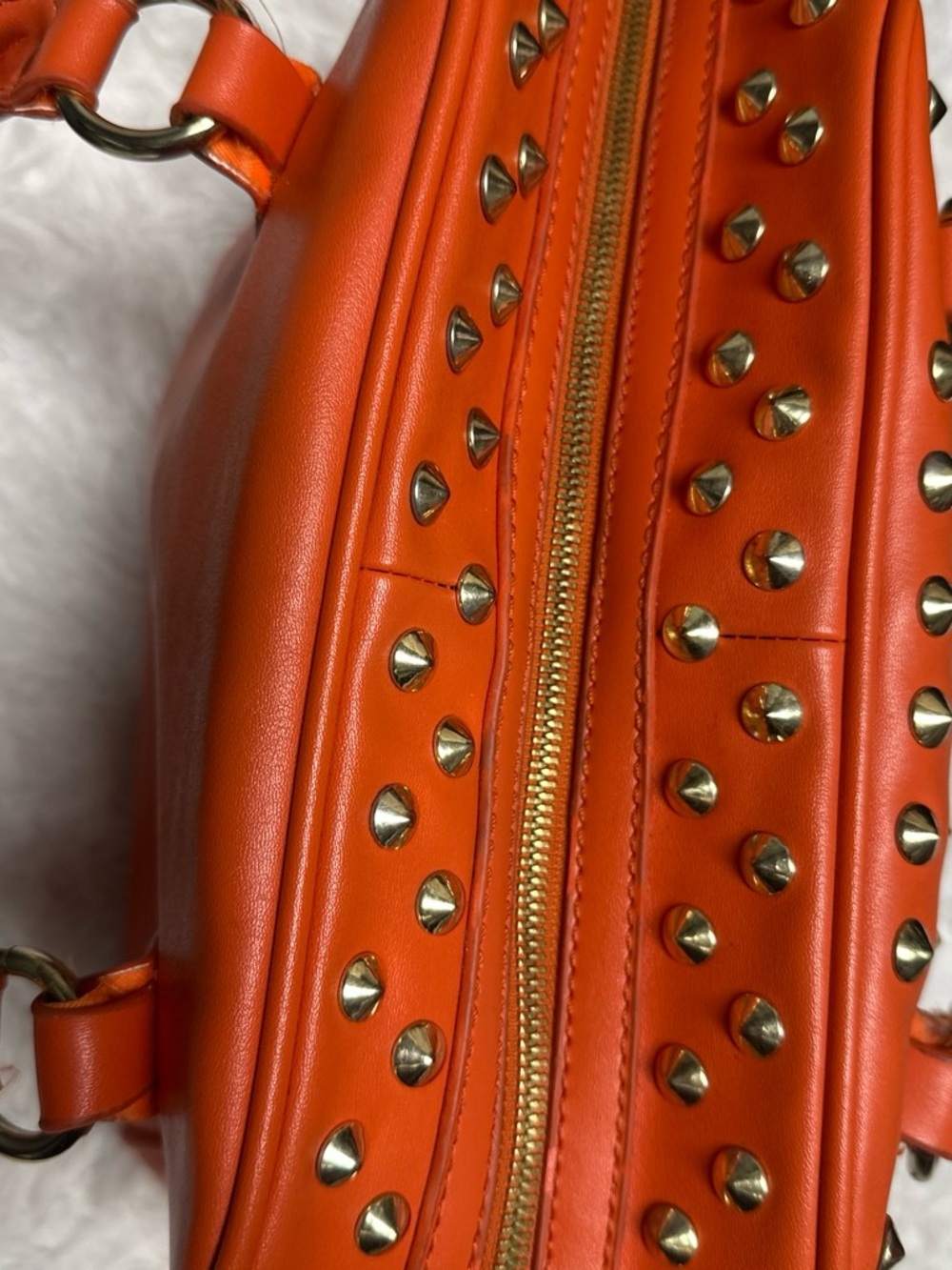 Steve Madden Orange Leather Studded Shoulder Bag